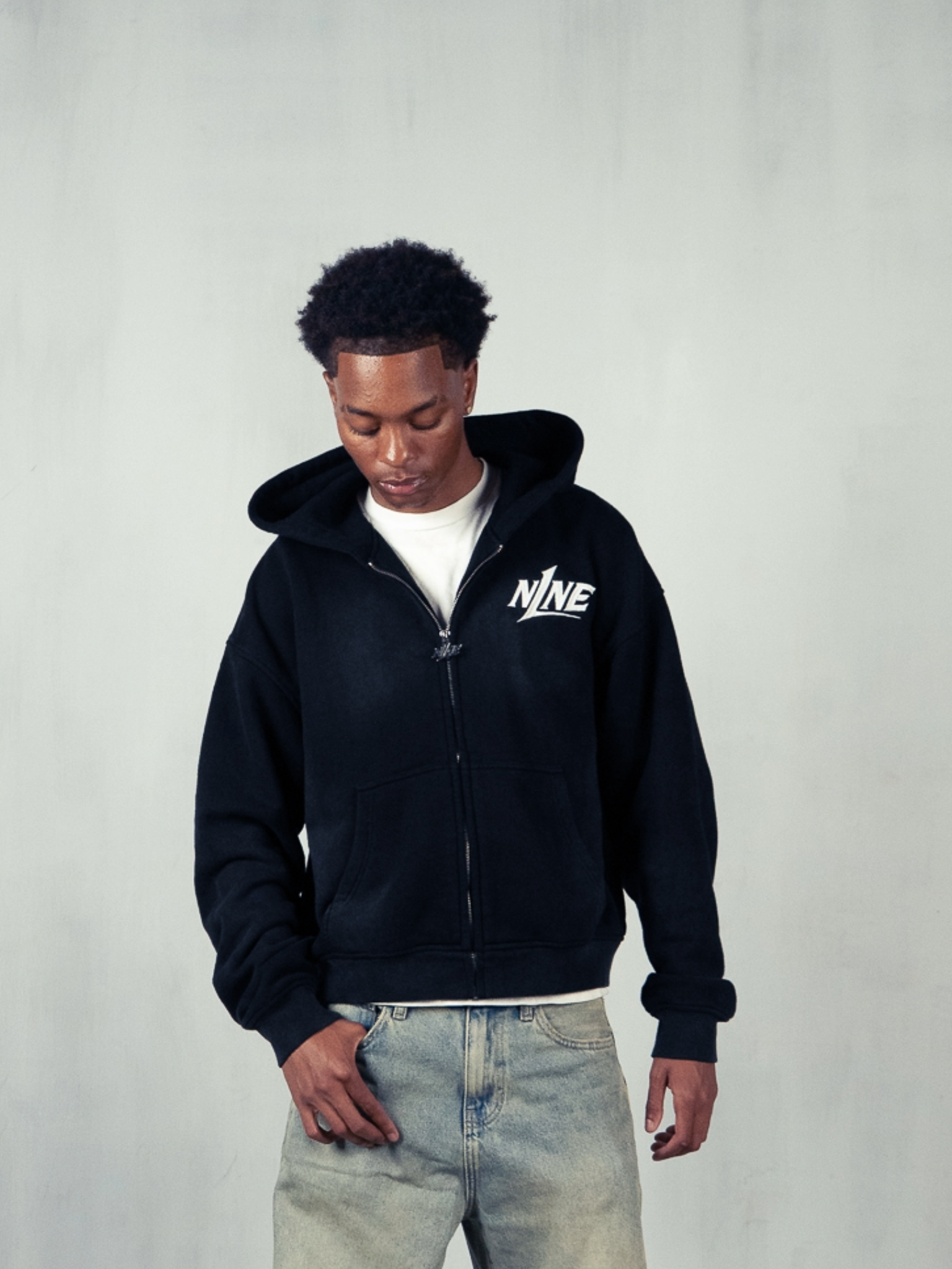 “Washed Black” Zip-up